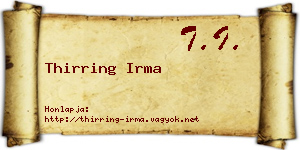 Thirring Irma névjegykártya